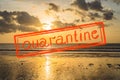 Quarantine due to coronavirus epidemic covid19 Jimbaran Beach Bali sun set near International Ngurah Rai Airport Royalty Free Stock Photo