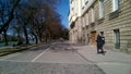 Quarantine, empty sidewalk, empty city, virus COVID19 Royalty Free Stock Photo