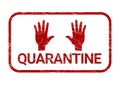 Quarantine and Hand Stamp Illustration Vector Royalty Free Stock Photo