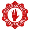 Quarantine and Hand Stamp Illustration Vector Royalty Free Stock Photo