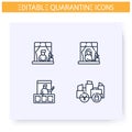 Quarantine line icons set. Editable illustration