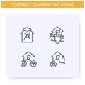 Quarantine line icons set. Editable illustration