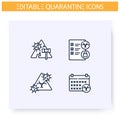 Quarantine line icons set. Editable illustration