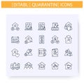 Quarantine line icons set. Editable illustration