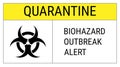 Quarantine. Outbreak alert. Biohazard yellow vector sign. Biological caution symbol