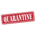 Quarantine red square rubber seal stamp on transparent background. Retro Icon. Covid-19 infection sign. Vector Royalty Free Stock Photo