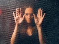 Quarantine self isolation textured trapped woman Royalty Free Stock Photo