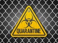 Quarantine sign on wire fence Royalty Free Stock Photo