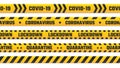 Quarantine stripes, yellow tape for border. Warning cordon for covid 19 outbreak, coronavirus illness