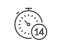 Quarantine timer line icon. Coronavirus incubation period sign. Vector