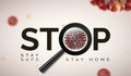 Quarantine warning sign for Europe, USA. Stay at home, Stop Coronavirus. Concept Covid-19 banner Royalty Free Stock Photo