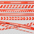 Quarantine zone, infection prevention concept. Caution red warning tape on transparent background. Vector illustration