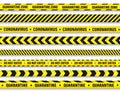 Quarantine zone warning tape. Novel coronavirus outbreak. Global lockdown. Coronavirus danger stripe. Police attention