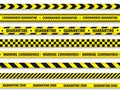 Quarantine zone warning tape. Novel coronavirus outbreak. Global lockdown. Coronavirus danger stripe. Police attention Royalty Free Stock Photo