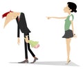 Quarrel between man and woman illustration