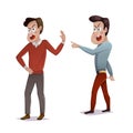 Quarrel. Two men arguing and shouting at each other. Male conflict, problems in relationships, friendship difficulties.