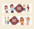 Quarrel vector people man woman in family conflict with children illustration backdrop unhappy couple relationship Royalty Free Stock Photo