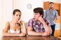 Quarrel in young polygamous family Royalty Free Stock Photo