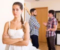 Quarrel in young polygamous family Royalty Free Stock Photo