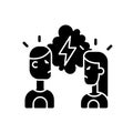 Quarreling couple black glyph icon