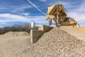 Quarry aggregate with heavy duty machinery Royalty Free Stock Photo