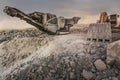 Quarry aggregate with heavy duty machinery Royalty Free Stock Photo