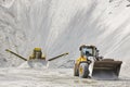 Quarry aggregate with heavy duty machinery. Construction industry Royalty Free Stock Photo