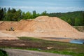 Quarry aggregate with heavy duty machinery. Construction industry. Horizontal Royalty Free Stock Photo