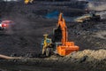 Quarry dumptruck working in a coal mine