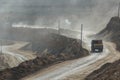 Quarry dumptruck working in a coal mine