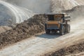 Quarry dumptruck working in a coal mine Royalty Free Stock Photo