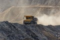 Quarry dumptruck working in a coal mine Royalty Free Stock Photo