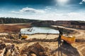 Quarry equipment with heavy duty machinery, Construction industry concept Royalty Free Stock Photo