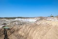 Quarry extraction porcelain clay(kaolin) and quartz sand in the open pit mine.