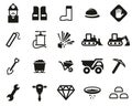 Quarry Or Mine Icons Black & White Set Big Royalty Free Stock Photo