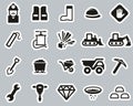 Quarry Or Mine Icons Black & White Sticker Set Big Royalty Free Stock Photo