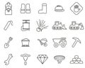 Quarry Or Mine Icons Black & White Thin Line Set Big Royalty Free Stock Photo
