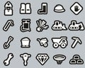 Quarry Or Mine Icons White On Black Sticker Set Big Royalty Free Stock Photo