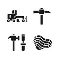 Quarry mining black glyph icons set on white space
