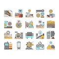 Quarry Mining Industrial Process Icons Set Vector .