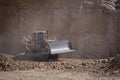 Quarry Mining movers excavators working on breaking the rocks Royalty Free Stock Photo
