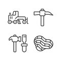 Quarry mining pixel perfect linear icons set