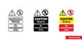 Quarry notice sign caution quarry no unauthorised entry icon of 3 types color, black and white, outline. Isolated vector sign