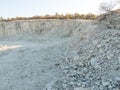 Quarry zeolite raw mineral and stone wall.