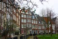 The quarter of the Beguines of Amstedam. Beguinage in the secret garden of the Beguines in Amsterdam on a winter day