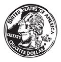 Quarter dollar coin Royalty Free Stock Photo