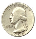 Quarter Dollar Coin of USA of 1950 Royalty Free Stock Photo