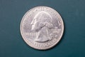 Quarter dollar US, 25 cent coin close up, USA Royalty Free Stock Photo