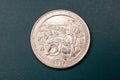 Quarter dollar US, 25 cent coin from North Dakota, USA Royalty Free Stock Photo