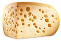 Quarter of Emmental cheese head. Clipping paths.